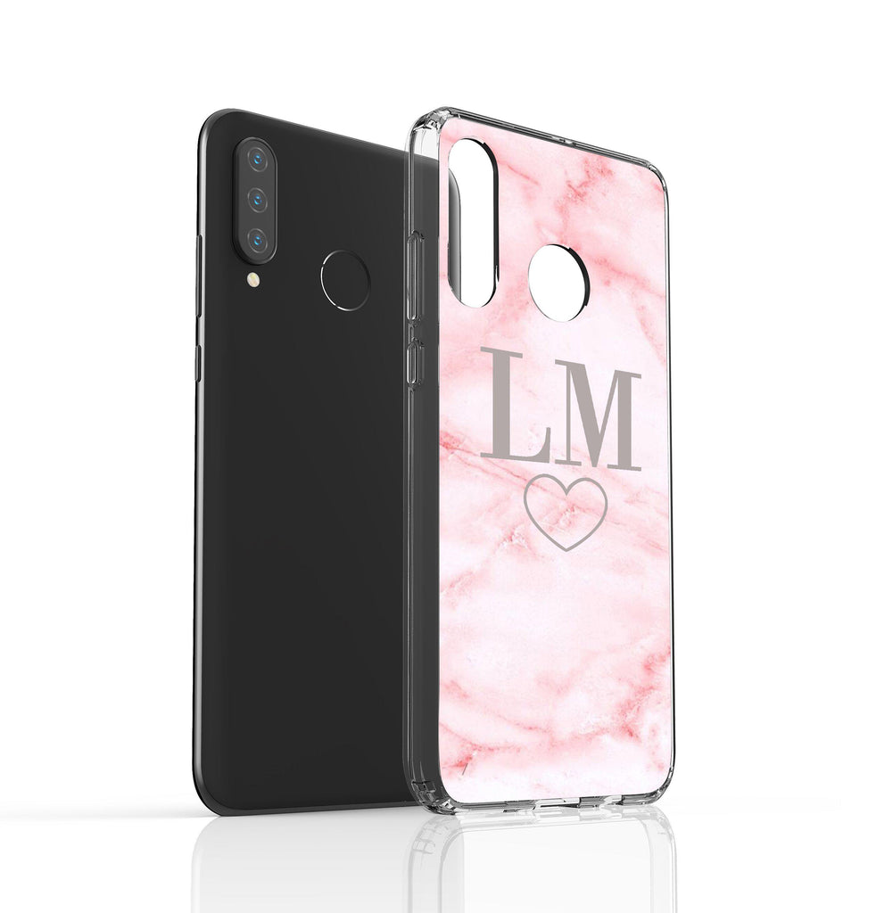 Personalised Cotton Candy Heart Marble Huawei P30 Lite Case