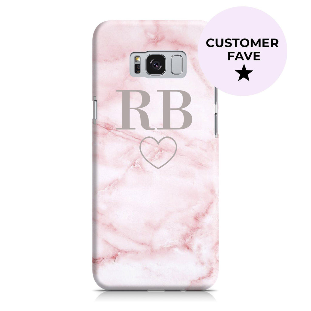 Personalised Cotton Candy Heart Marble Initials Samsung Galaxy S8 Case