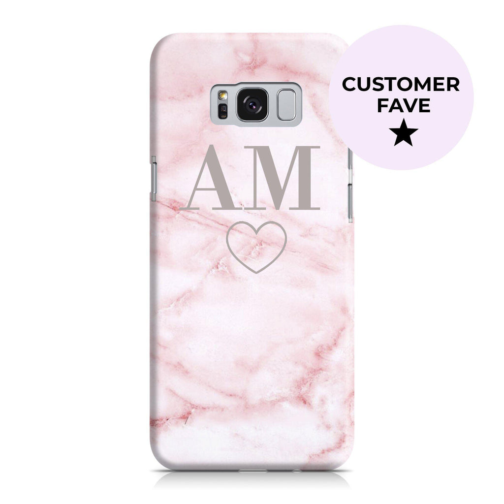 Personalised Cotton Candy Heart Marble Initials Samsung Galaxy S9 Case