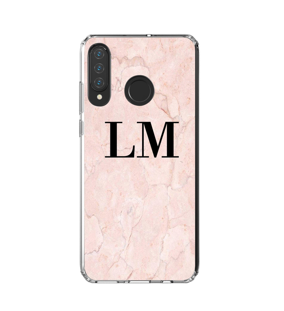 Personalised Pink Marble Initials Huawei P30 Lite Case