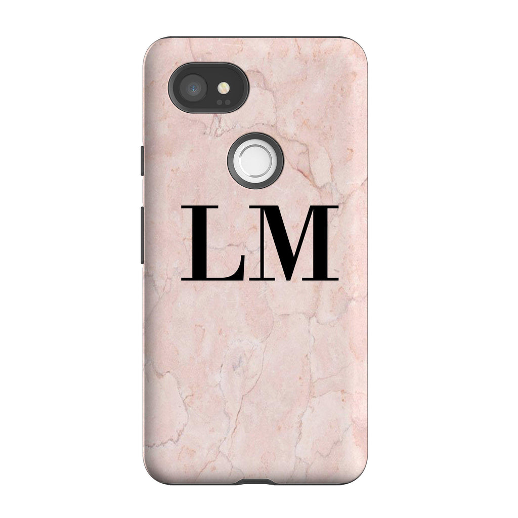 Personalised Pink Marble Initials Google Pixel 2 XL Case