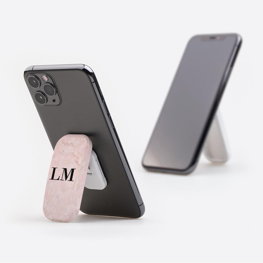 Personalised Pink Marble Initials Clickit Phone grip