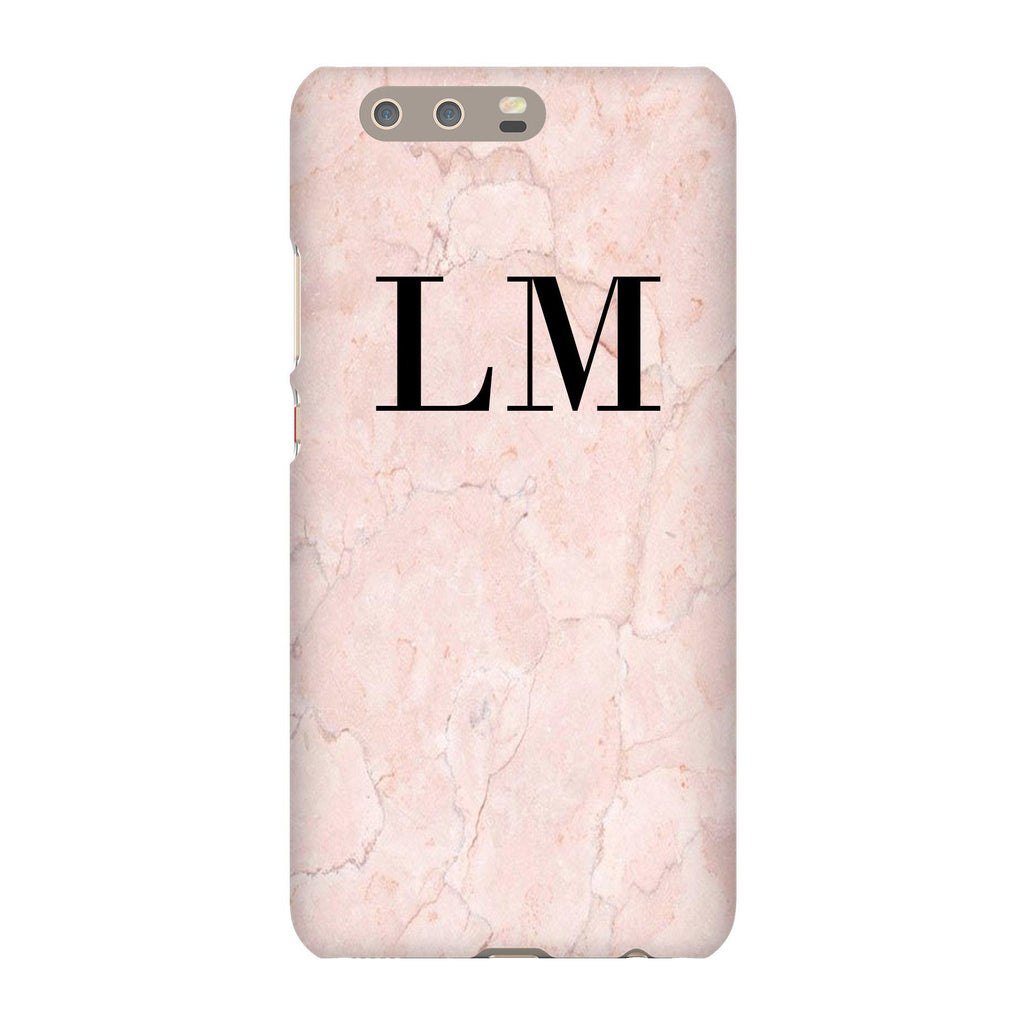 Personalised Pink Marble Initials Huawei P10 Plus Case