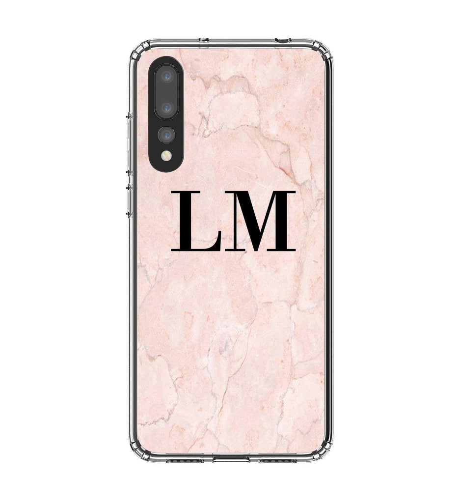 Personalised Pink Marble Initials Huawei P20 Pro Case