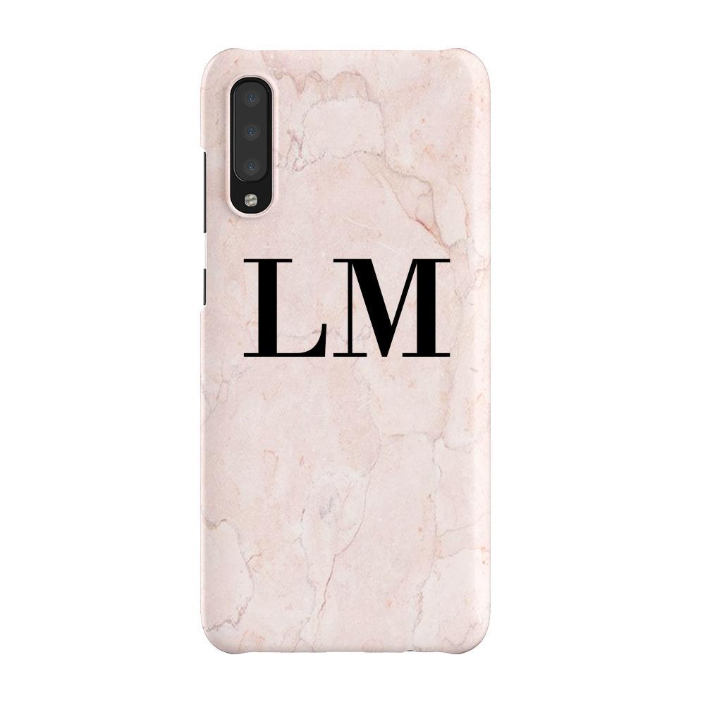 Personalised Pink Marble Initials Samsung Galaxy A70 Case