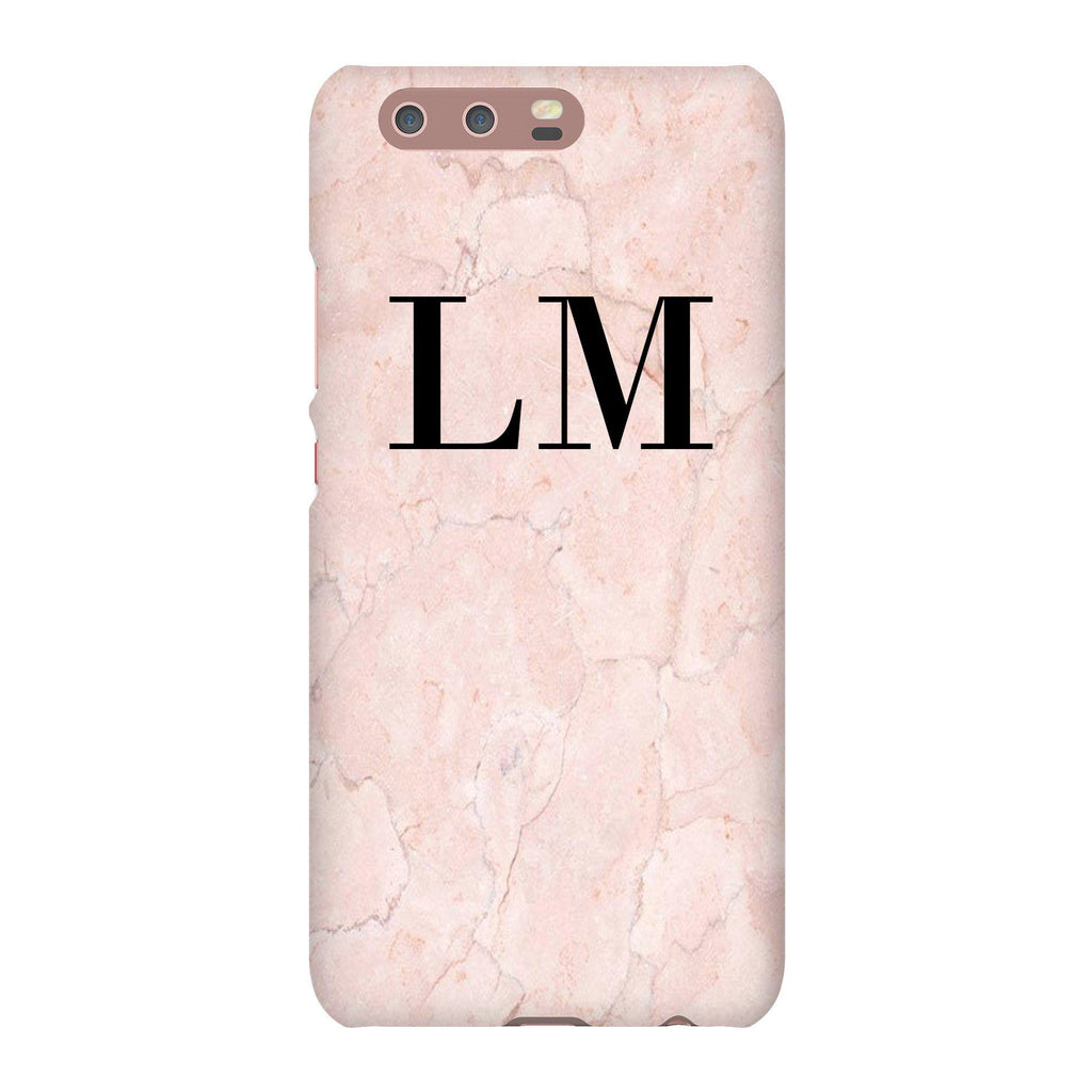 Personalised Pink Marble Initials Huawei P10 Case