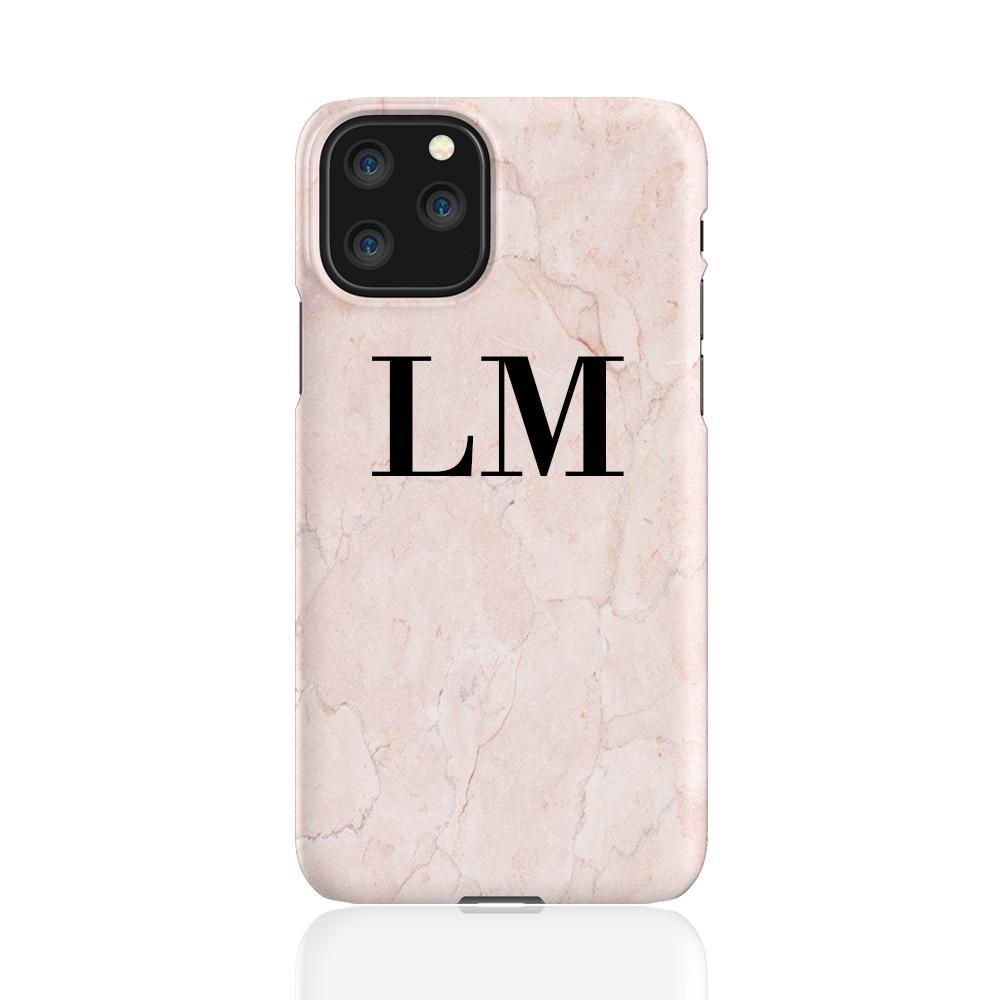 Personalised Pink Marble Initials iPhone 11 Pro Case