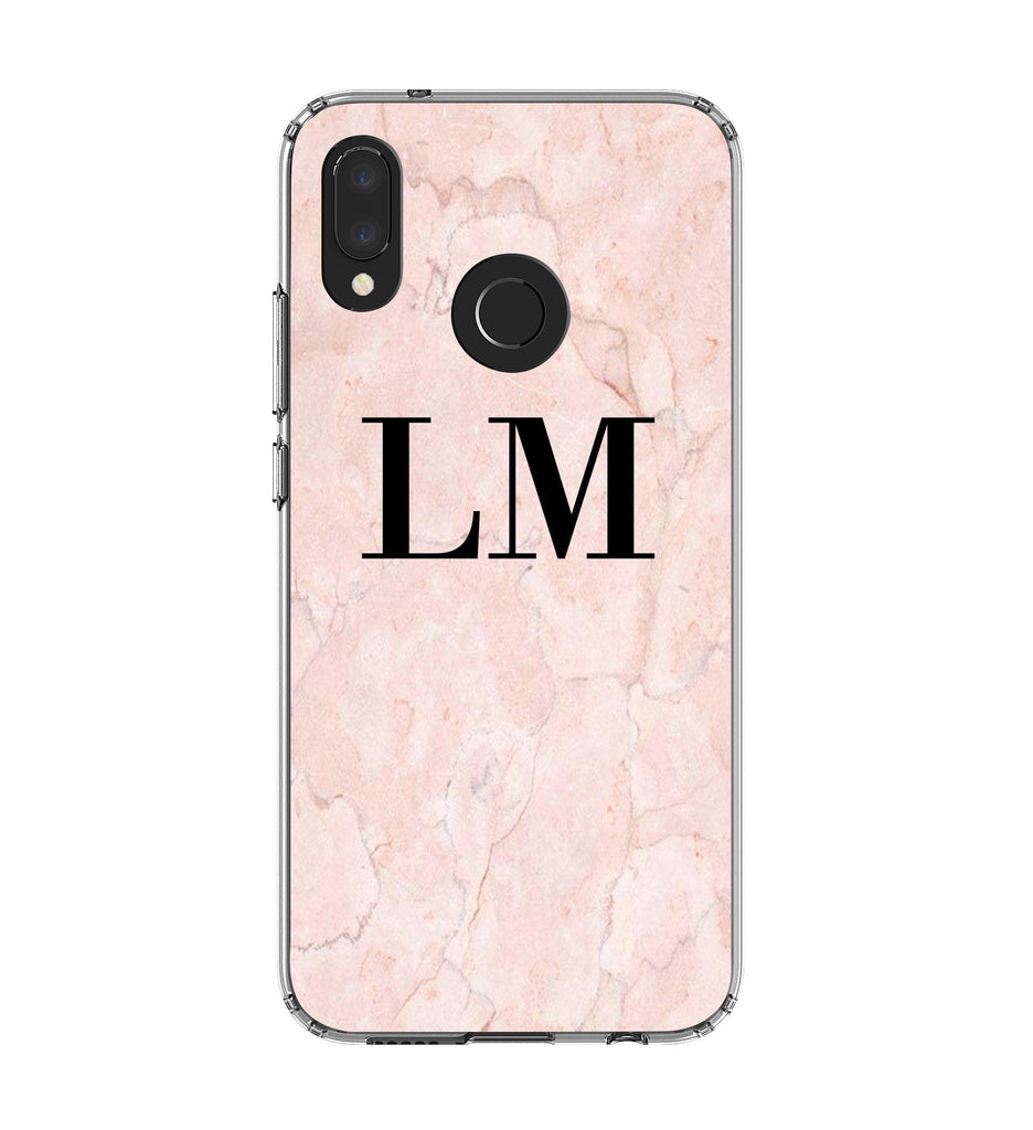 Personalised Pink Marble Initials Huawei P20 Lite Case