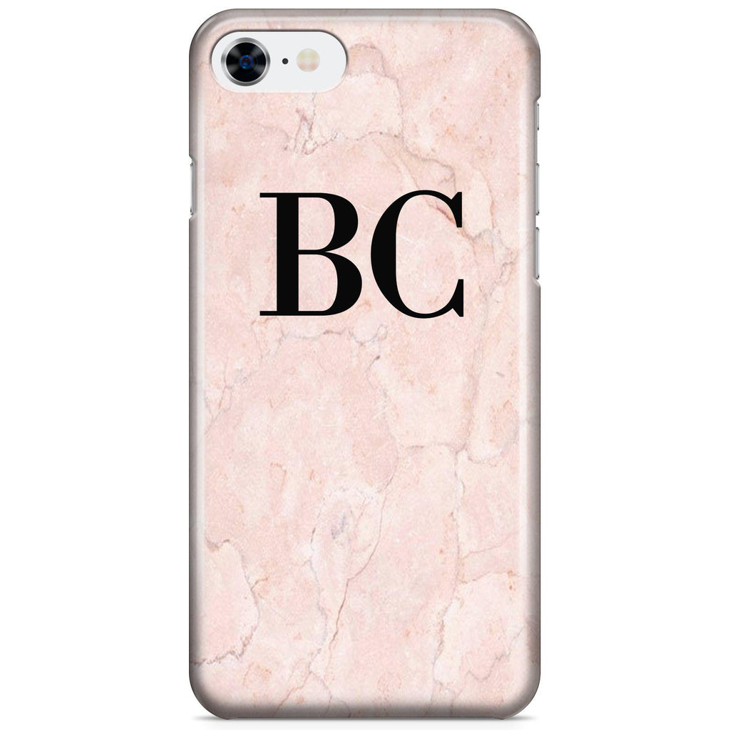 Personalised Pink Marble Initials iPhone SE Case