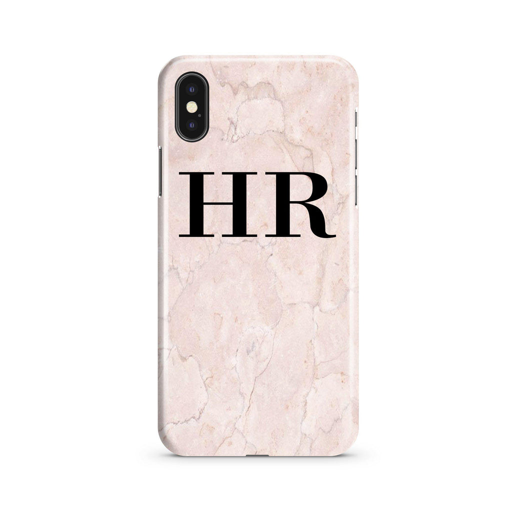 Personalised Pink Marble Initials iPhone XS Max Case
