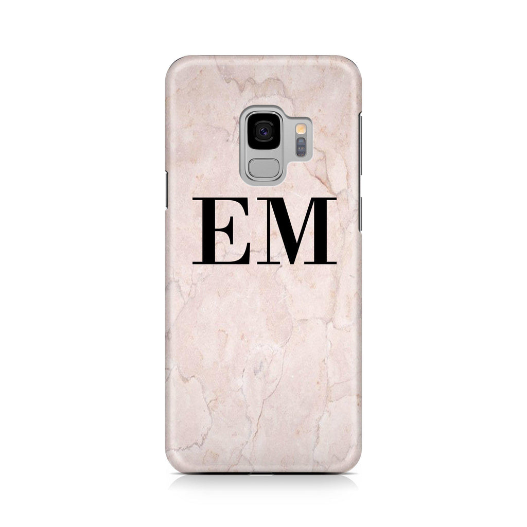 Personalised Pink Marble Initials Samsung Galaxy S9 Case