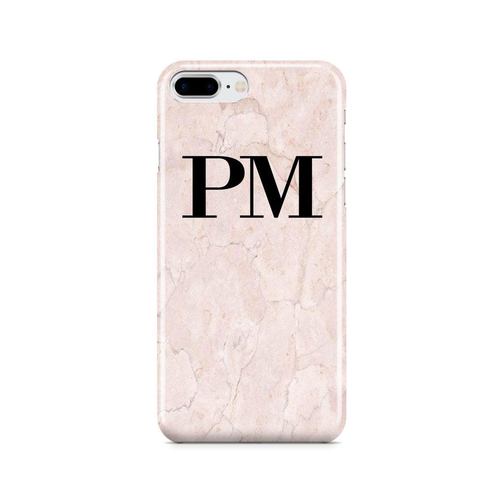 Personalised Pink Marble Initials iPhone 7 Plus Case