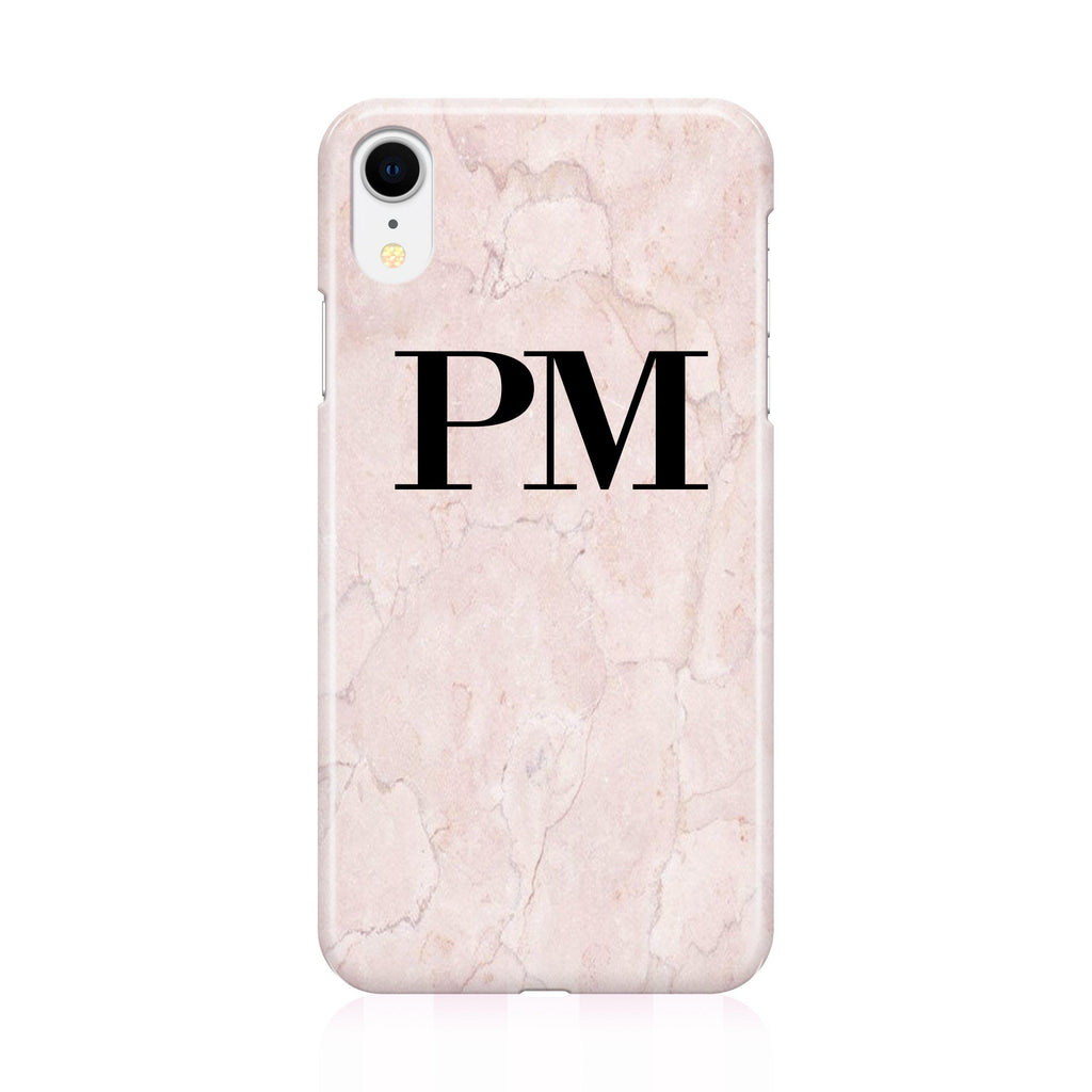 Personalised Pink Marble Initials iPhone XR Case