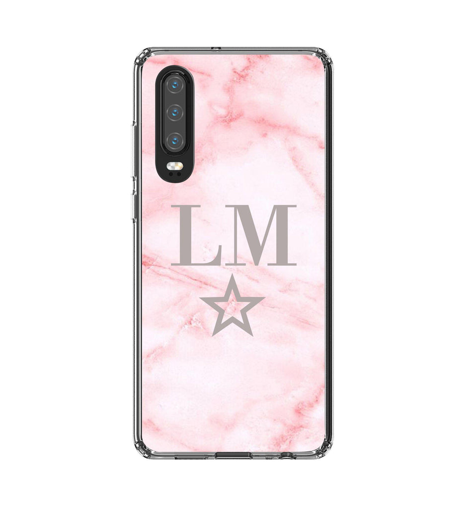 Personalised Cotton Candy Star Marble Initials Huawei P30 Case