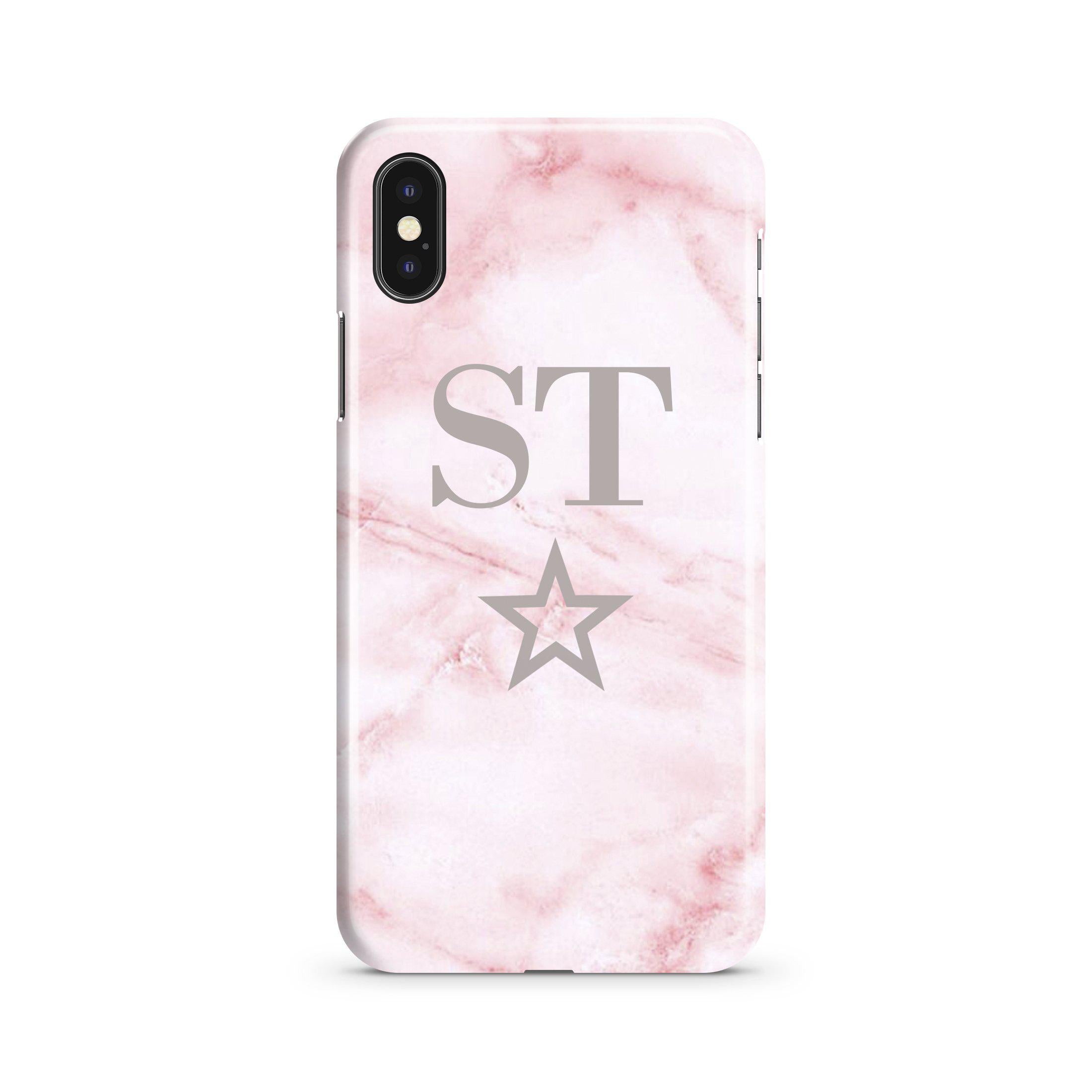Personalised Cotton Candy Star Marble Initials iPhone XS Case