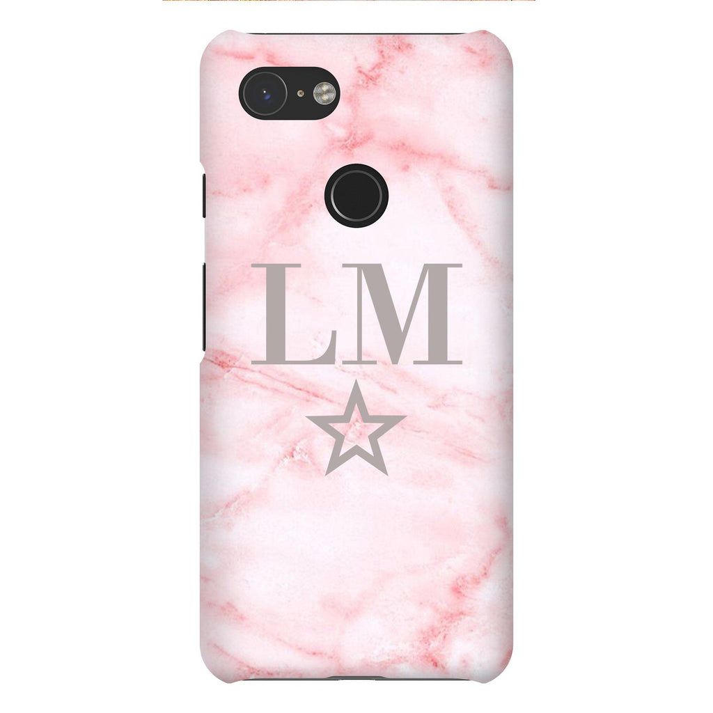 Personalised Cotton Candy Star Marble Initials Google Pixel 3 Case