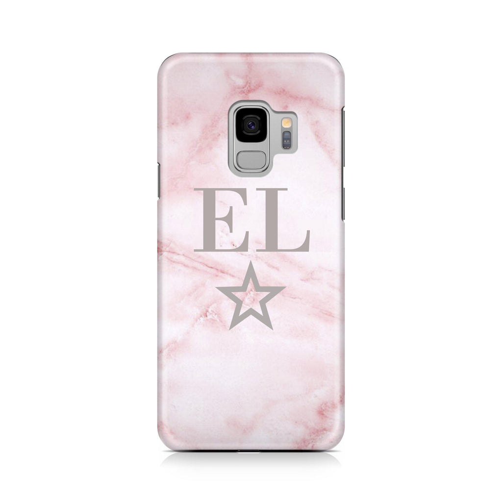 Personalised Cotton Candy Star Marble Initials Samsung Galaxy S9 Case