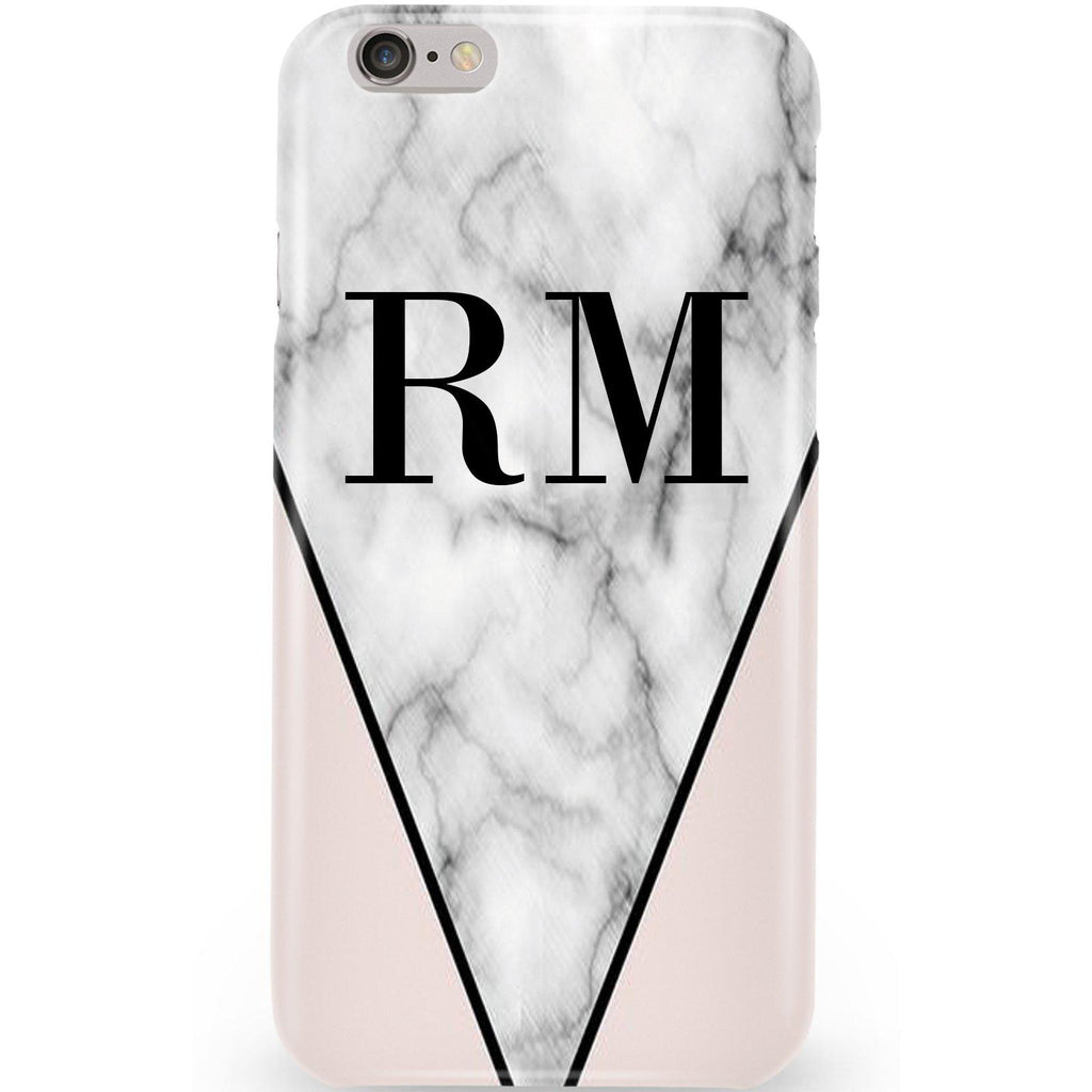 Personalised Pink x Grey Marble Contrast Initials iPhone 6/6s Case