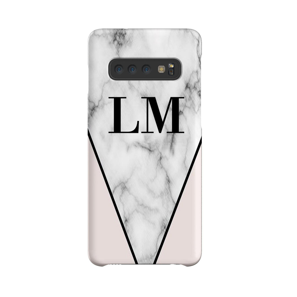 Personalised Pink x Grey Marble Initials Samsung Galaxy S10 Plus Case