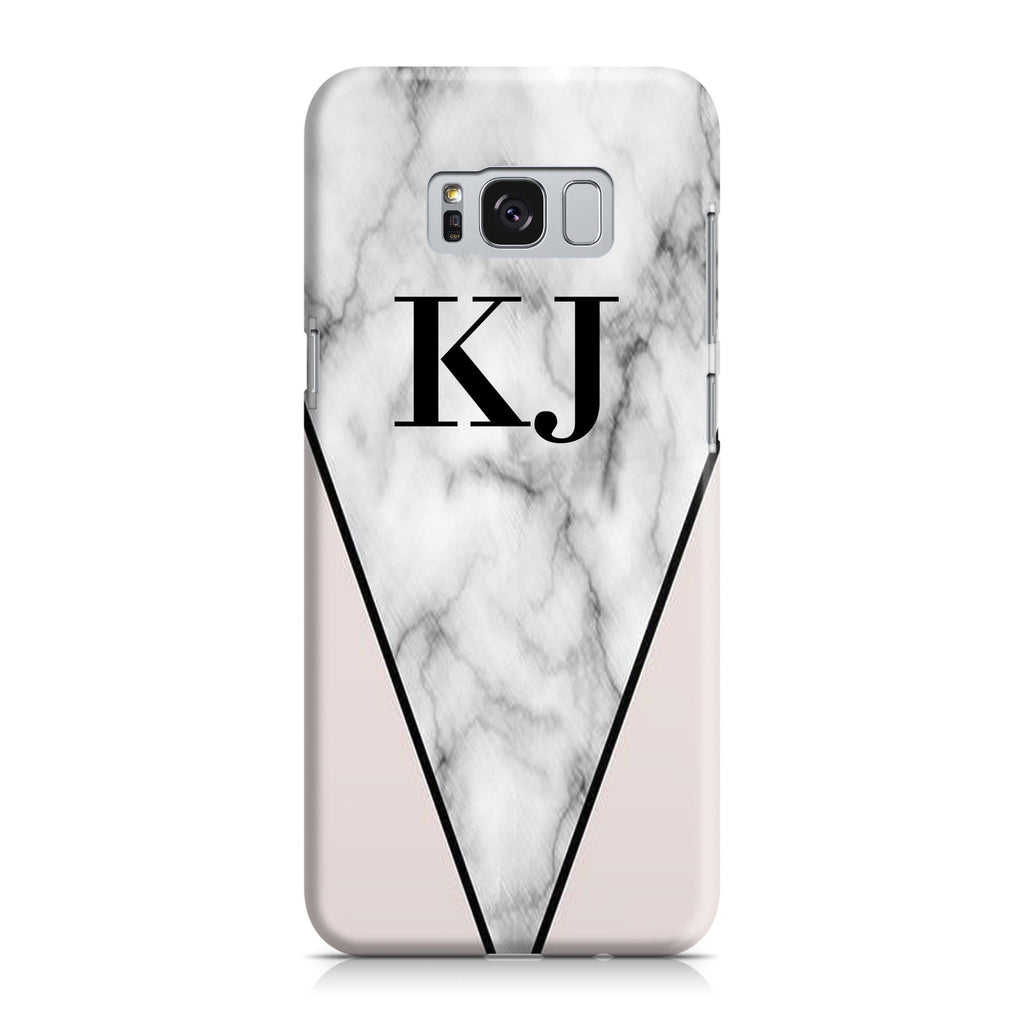 Personalised Pink x Grey Marble Contrast Initials Samsung Galaxy S8 Plus Case