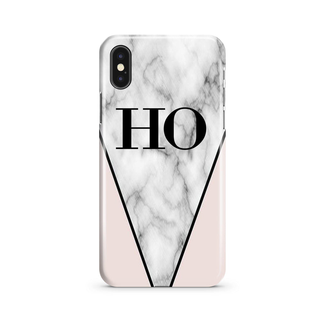 Personalised Pink x Grey Marble Contrast Initials iPhone XS Case