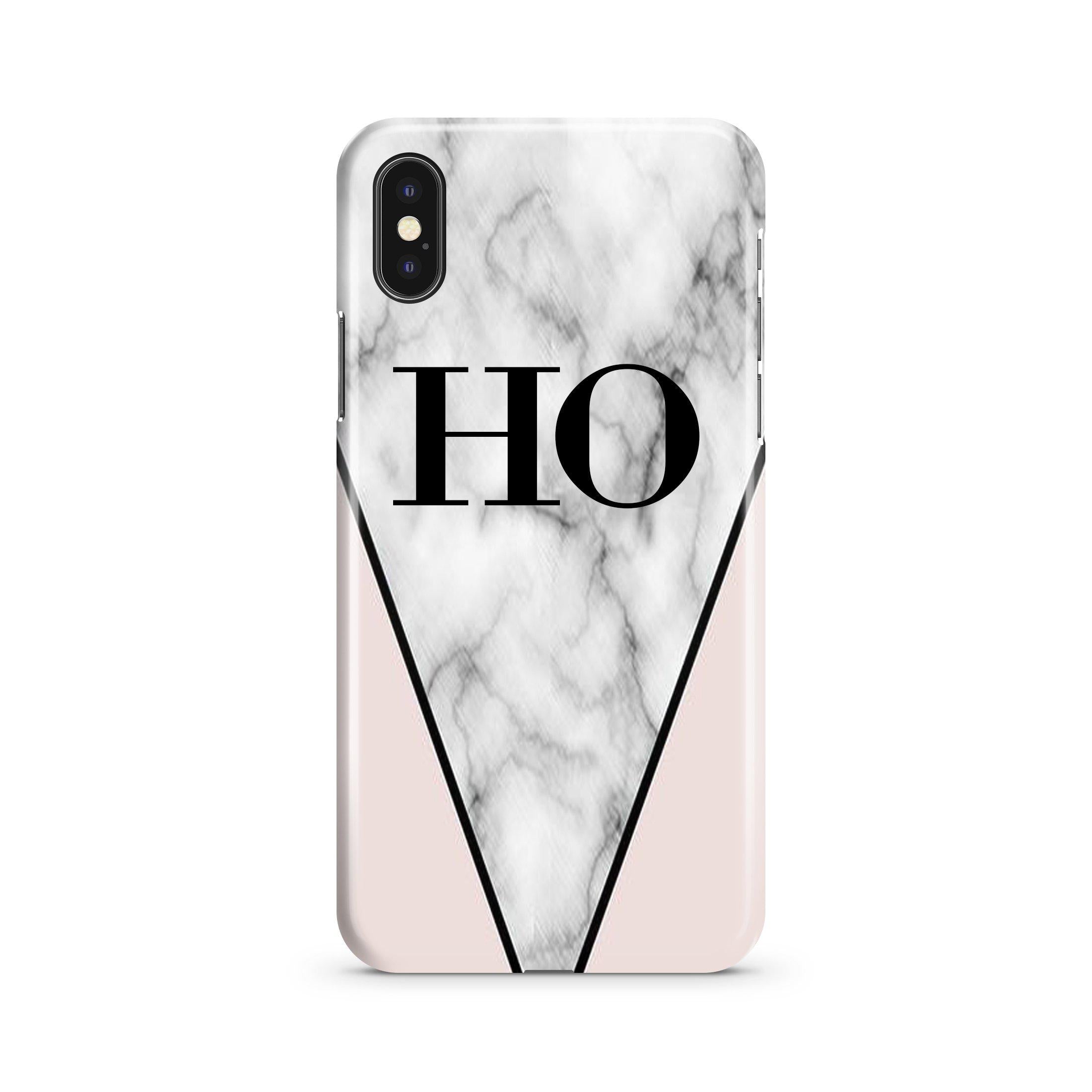 Personalised x Grey Marble Contrast Initials iPhone