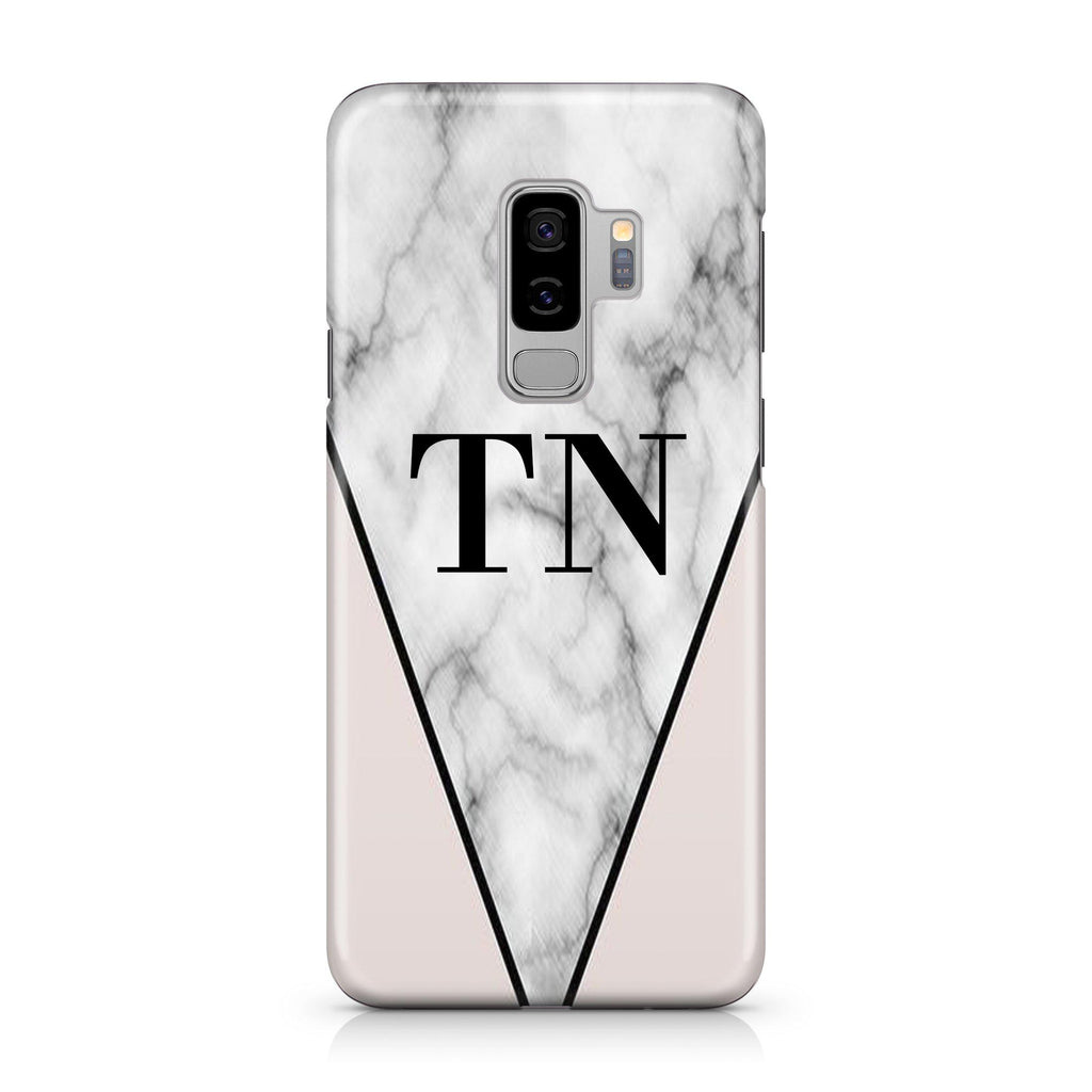 Personalised Pink x Grey Marble Contrast Initials Samsung Galaxy S9 Plus Case