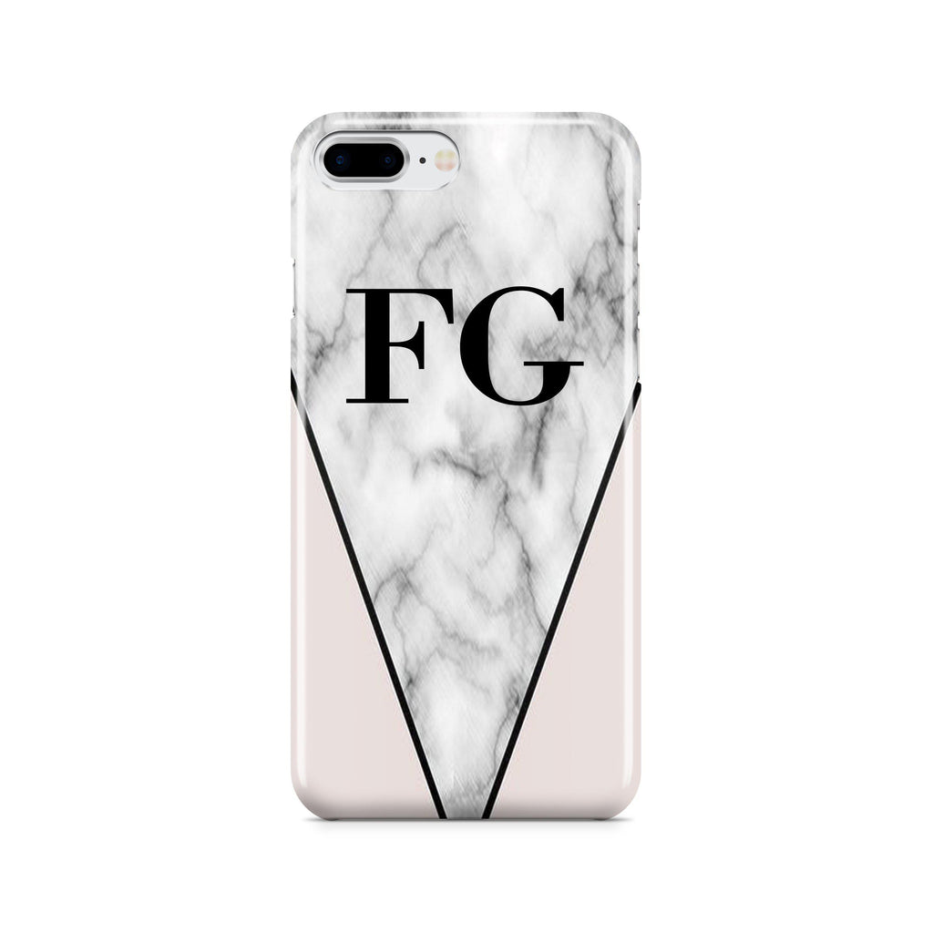 Personalised Pink x Grey Marble Contrast Initials iPhone 7 Plus Case
