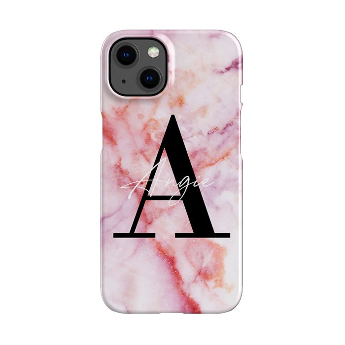 Personalised Pastel Marble Name Initial iPhone 15 Plus Case