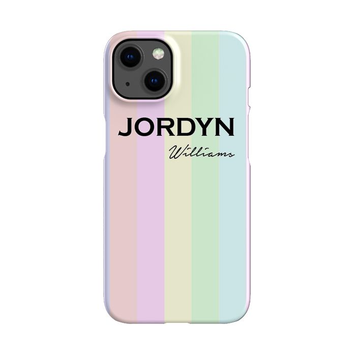 Personalised Pastel Stripes iPhone 14 Plus Case