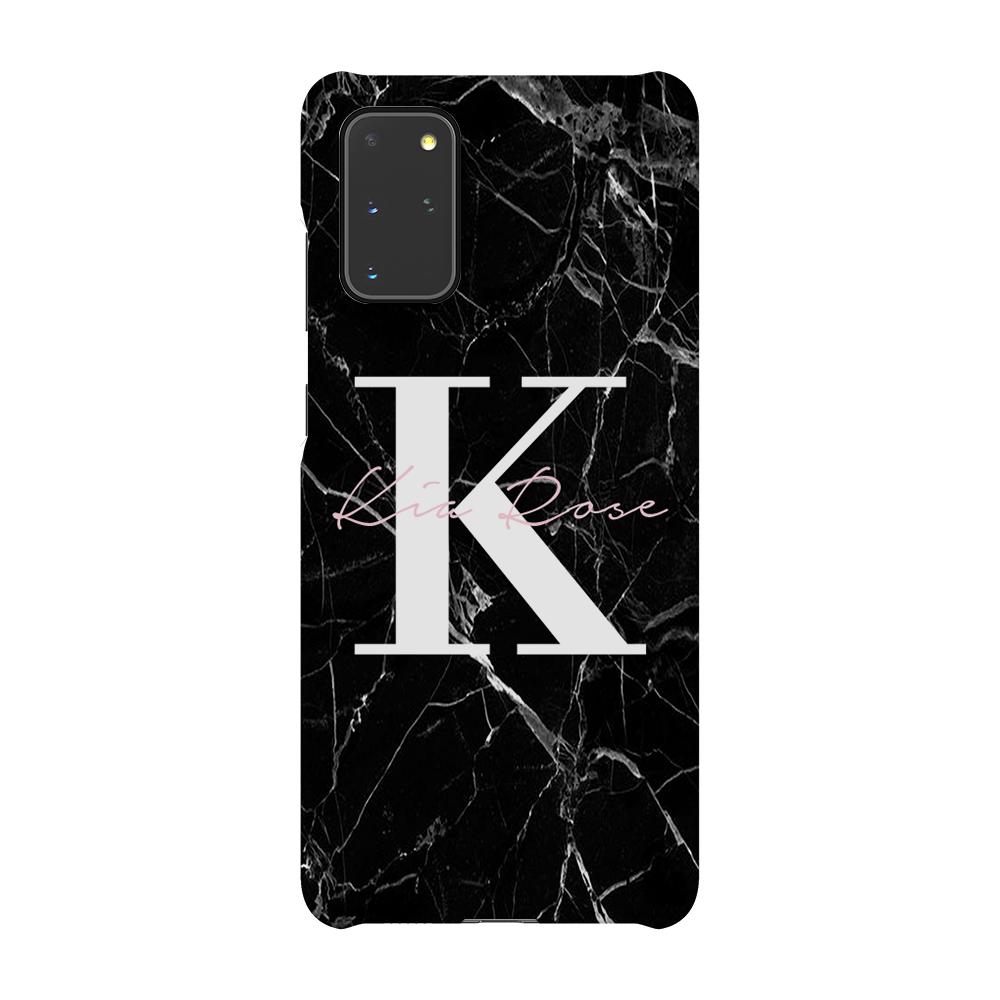 Personalised Black Marble Name Initials Samsung Galaxy S20 Plus Case