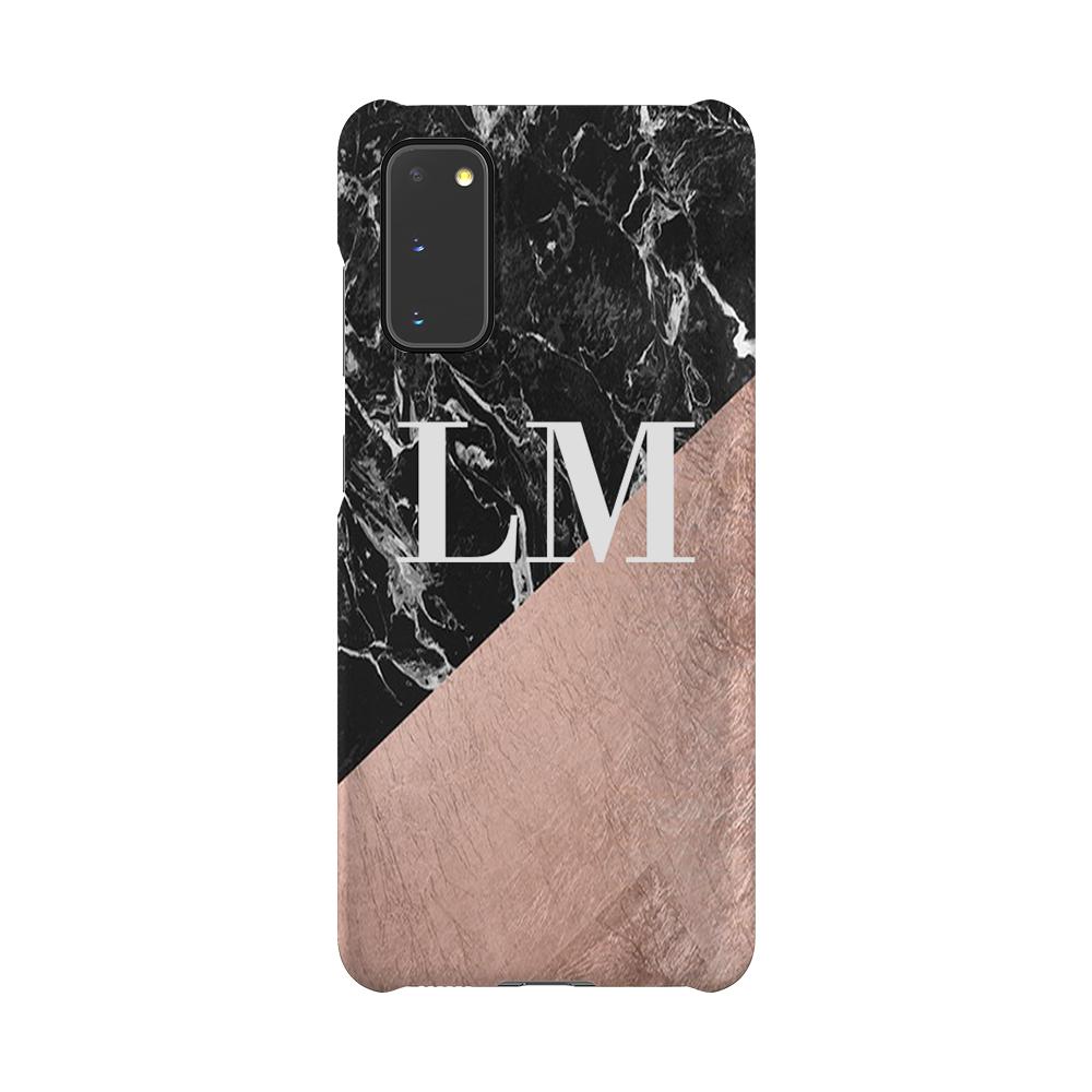 Personalised Black x Rose Gold Marble Samsung Galaxy S20 Case