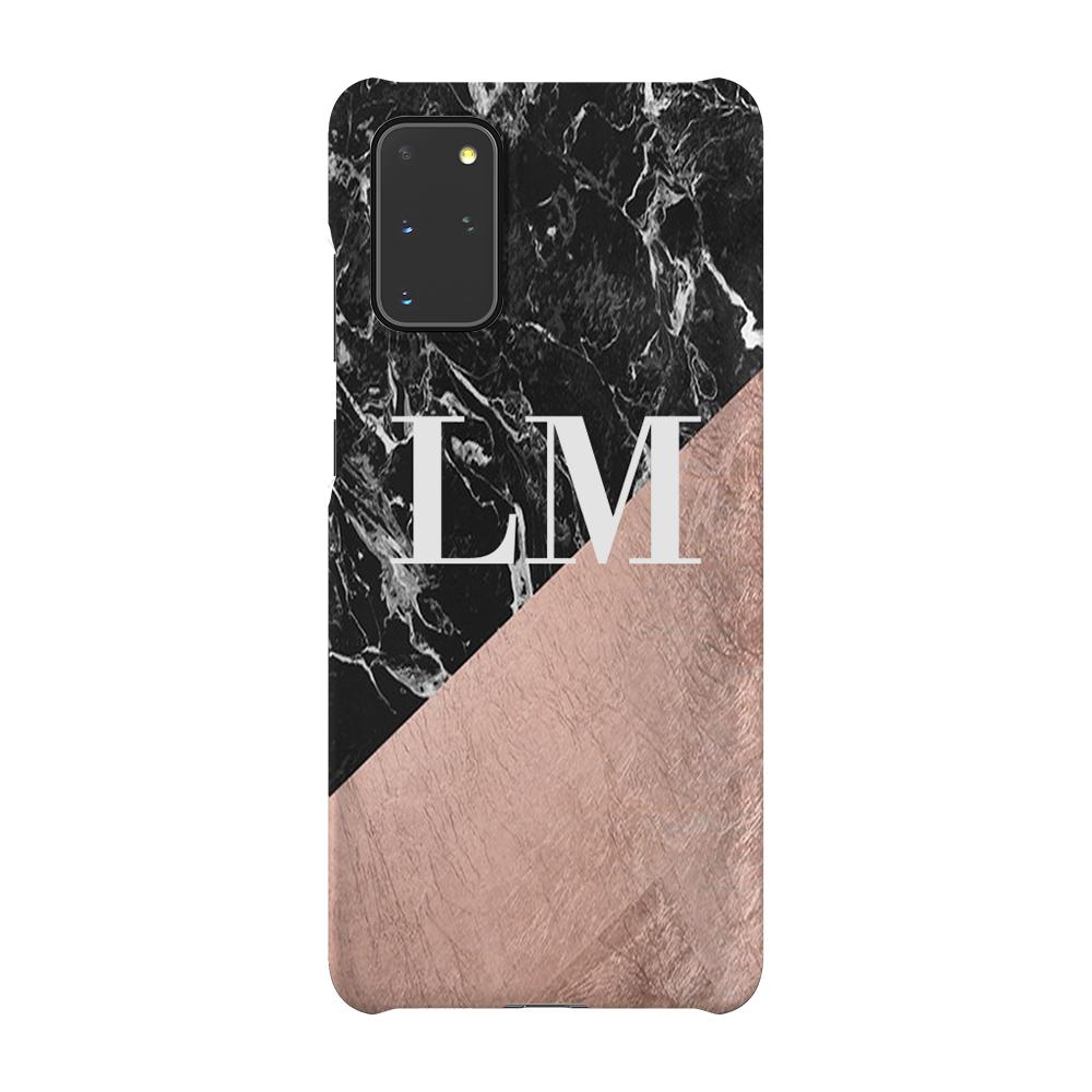 Personalised Black x Rose Gold Marble Samsung Galaxy S20 Plus Case