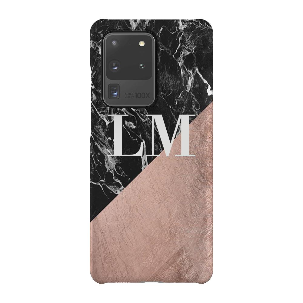 Personalised Black x Rose Gold Marble Samsung Galaxy S20 Ultra Case