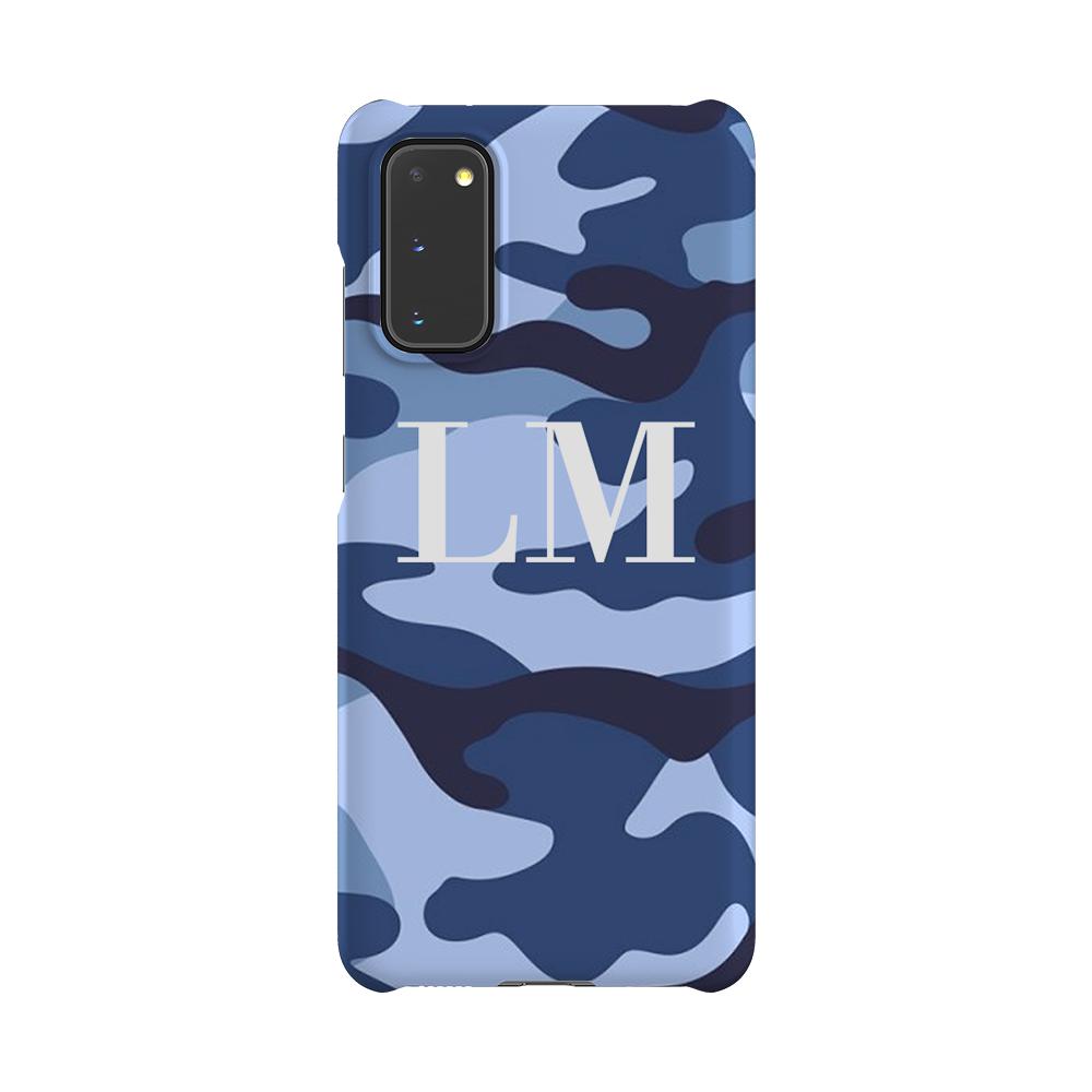 Personalised Cobalt Blue Camouflage Initials Samsung Galaxy S20 FE Case