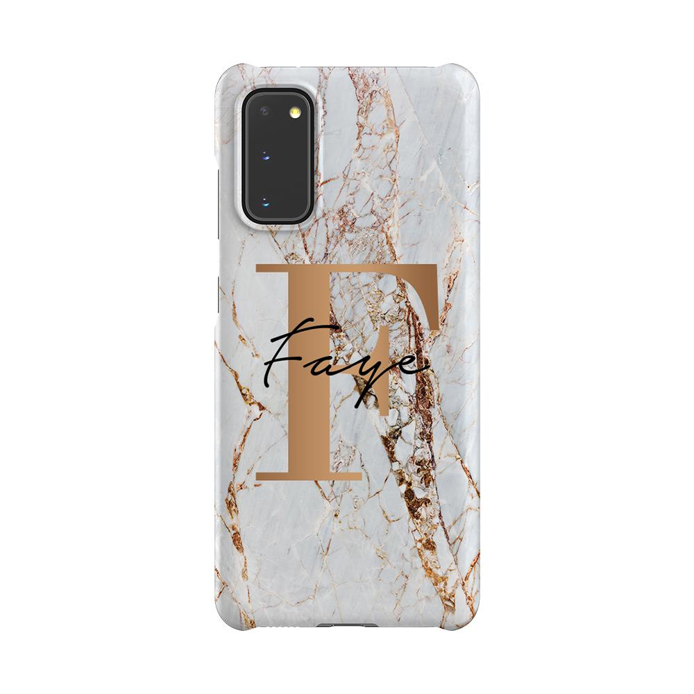 Personalised Cracked Marble Bronze Initials Samsung Galaxy S20 Case