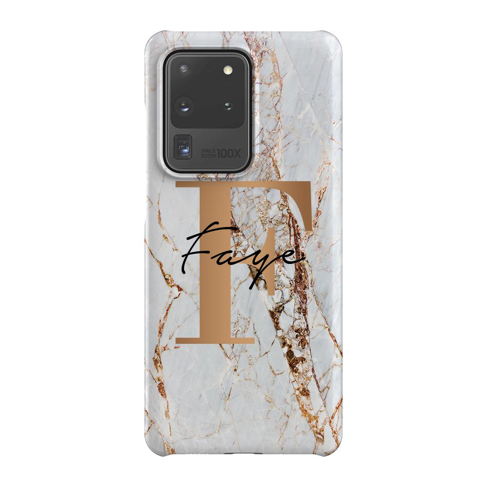 Personalised Cracked Marble Bronze Initials Samsung Galaxy S20 Ultra Case
