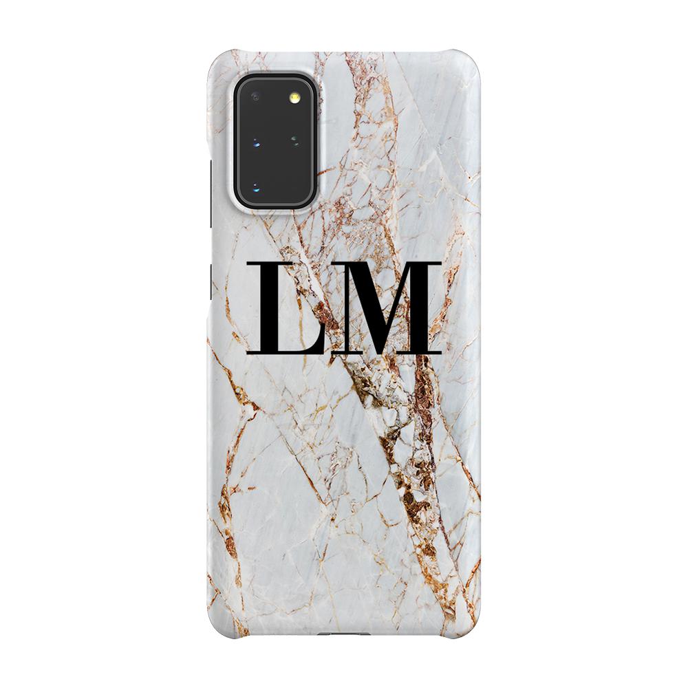 Personalised Cracked Marble Initials Samsung Galaxy S20 Plus Case