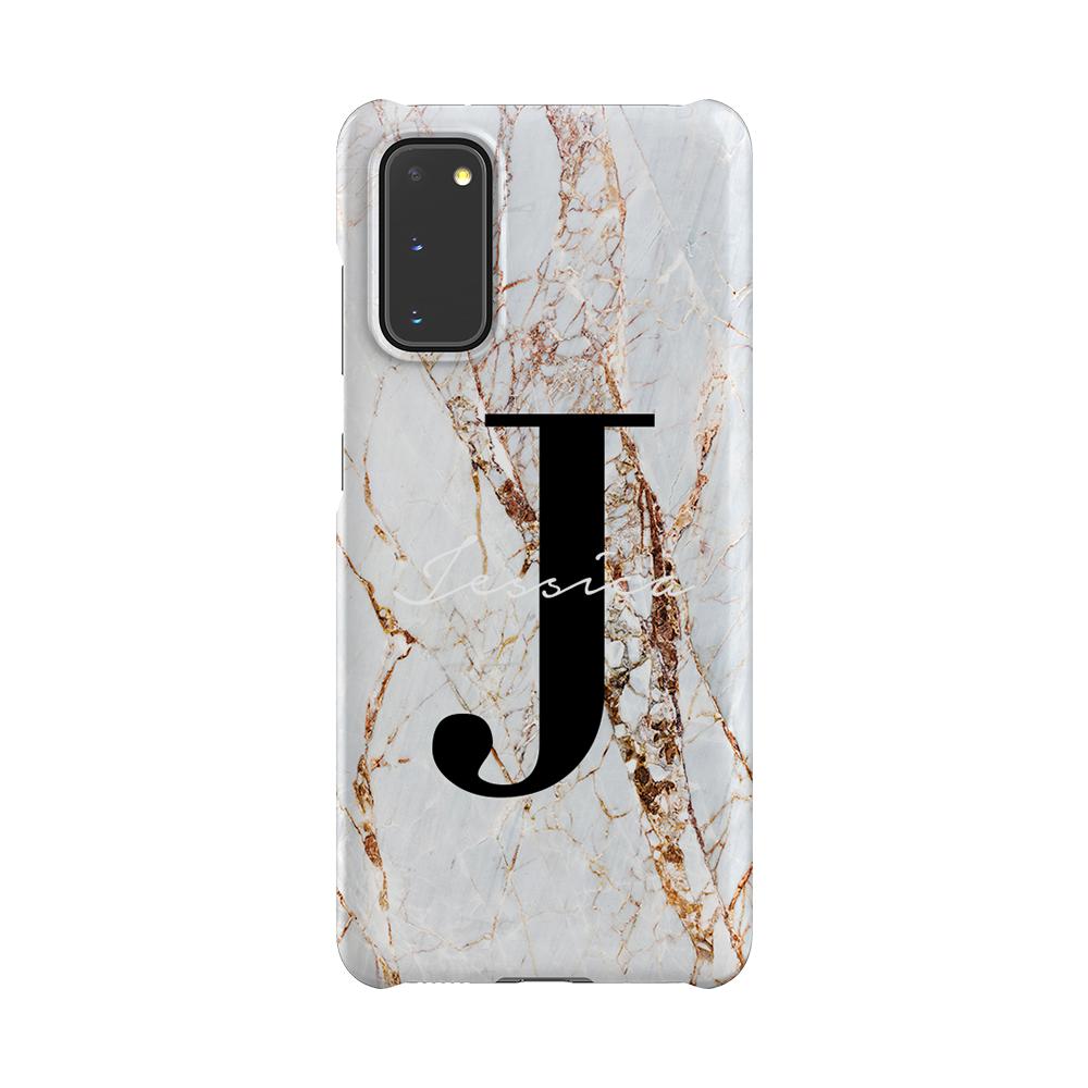 Personalised Cracked Marble Name Initials Samsung Galaxy S20 Case