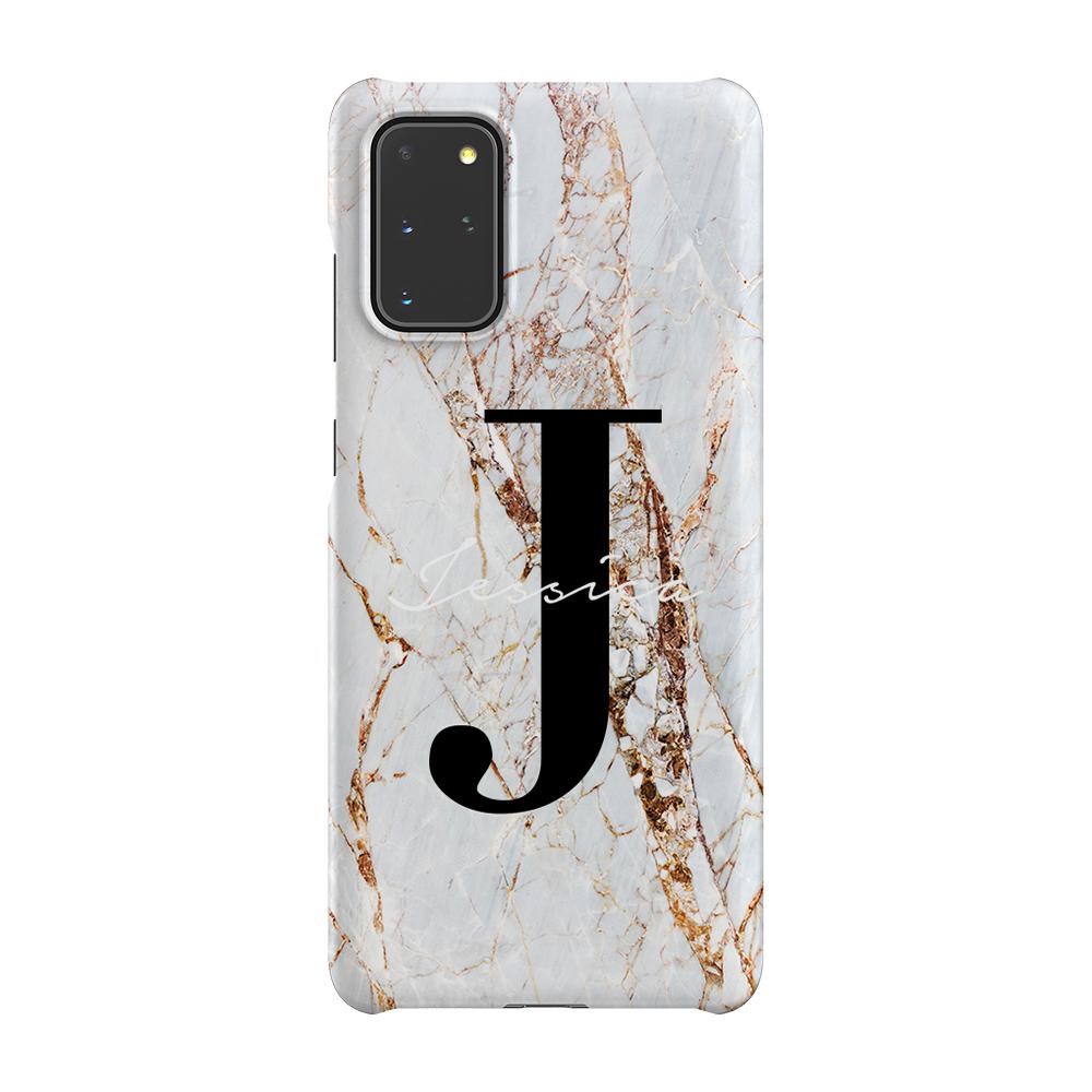 Personalised Cracked Marble Name Initials Samsung Galaxy S20 Plus Case