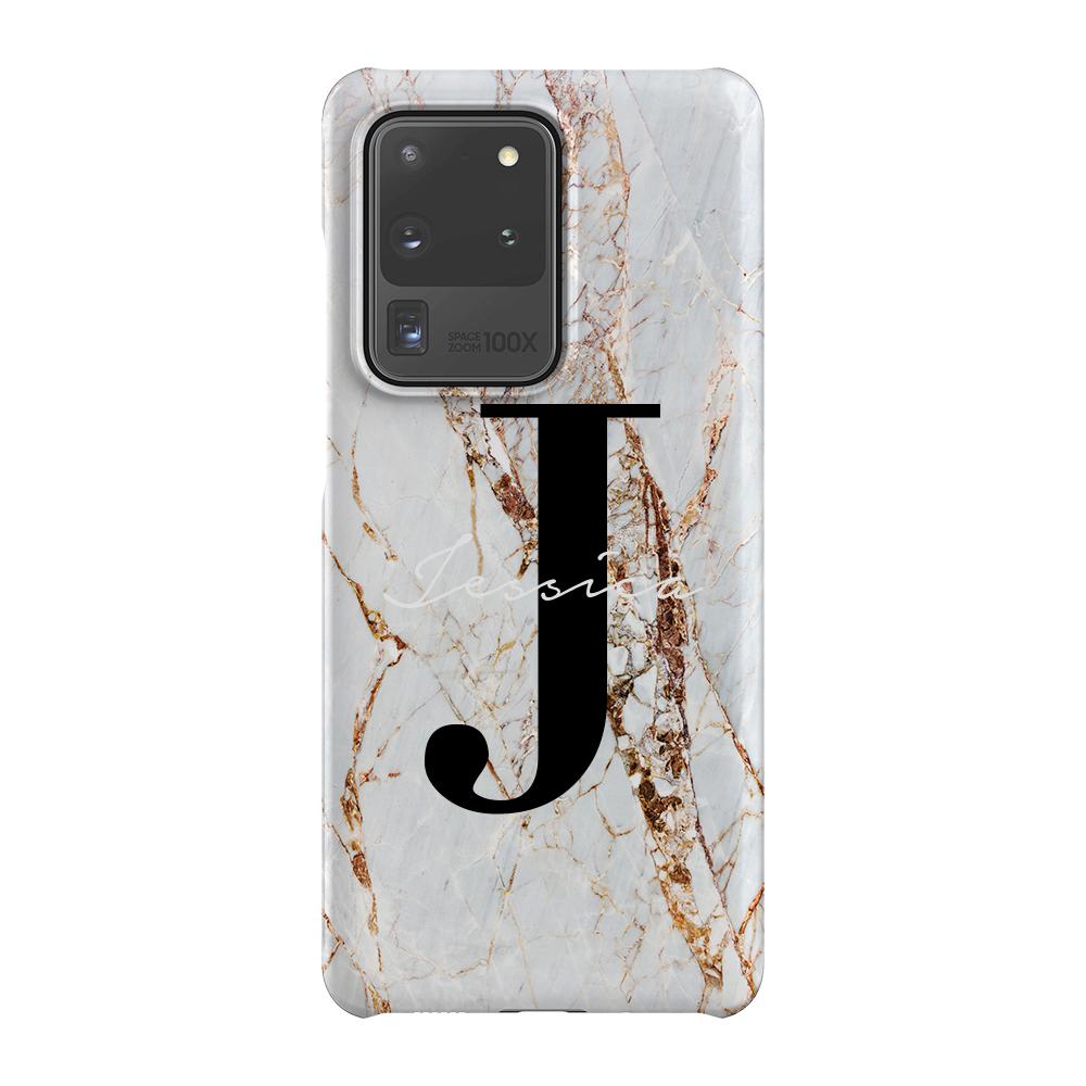 Personalised Cracked Marble Name Initials Samsung Galaxy S20 Ultra Case