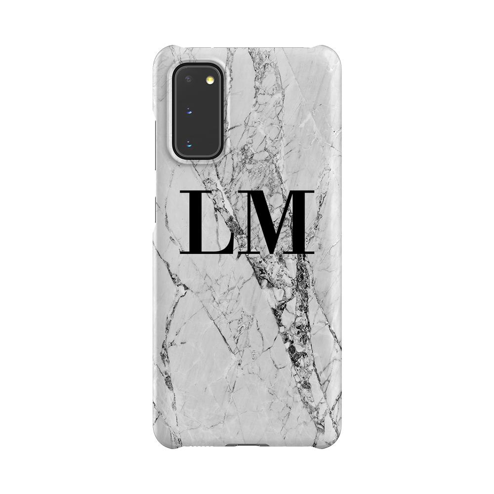 Personalised Cracked White Marble Initials Samsung Galaxy S20 FE Case