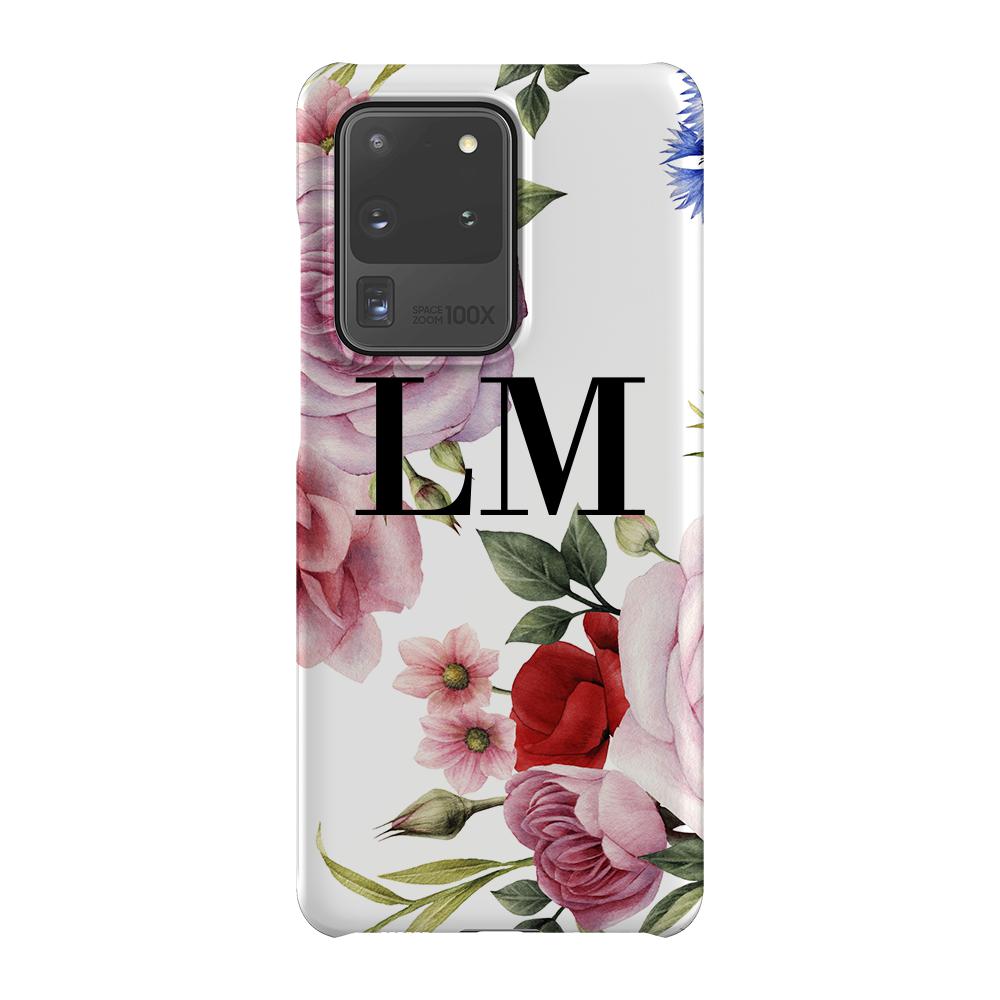 Personalised Floral Blossom Initials Samsung Galaxy S20 Ultra Case