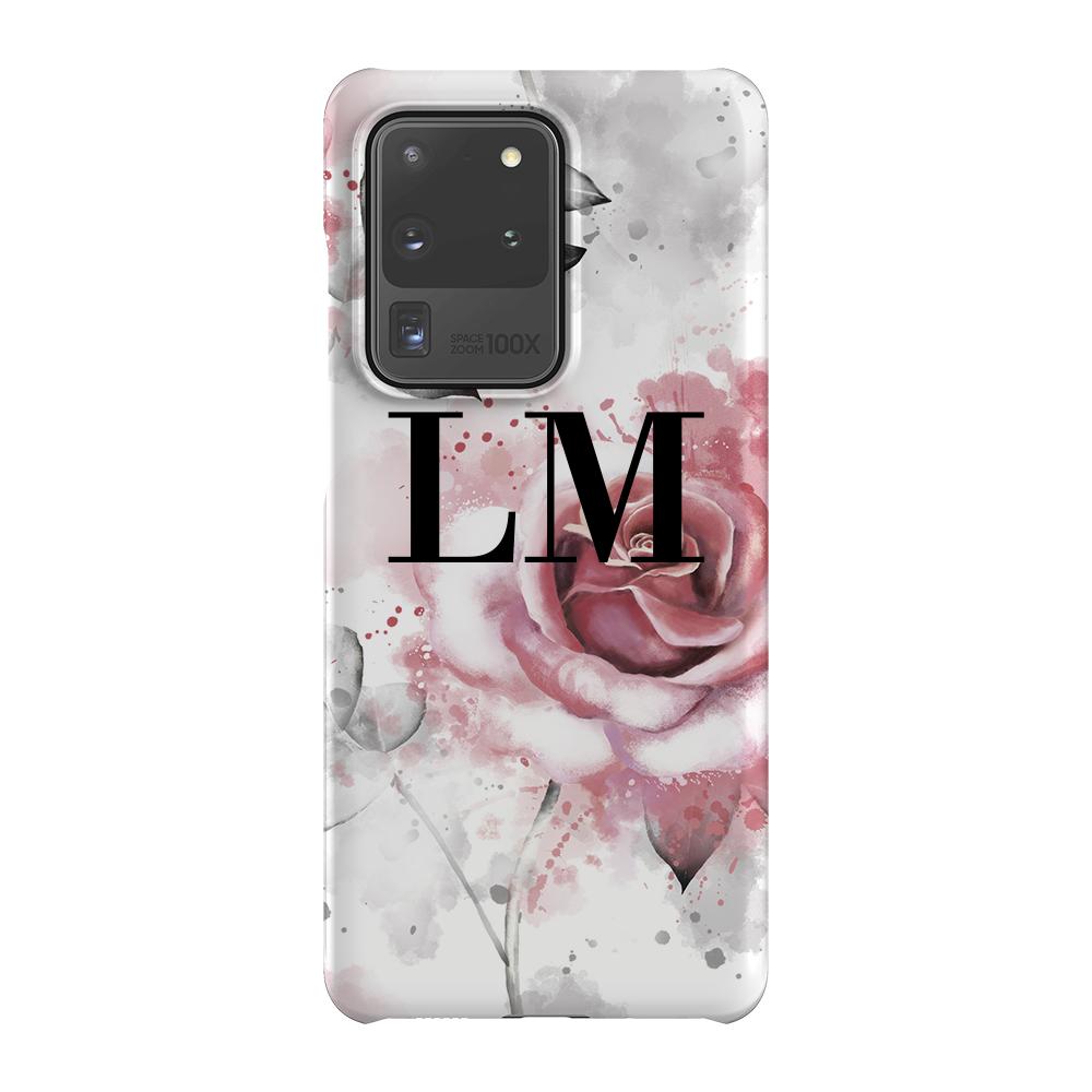 Personalised Floral Rose Initials Samsung Galaxy S20 Ultra Case