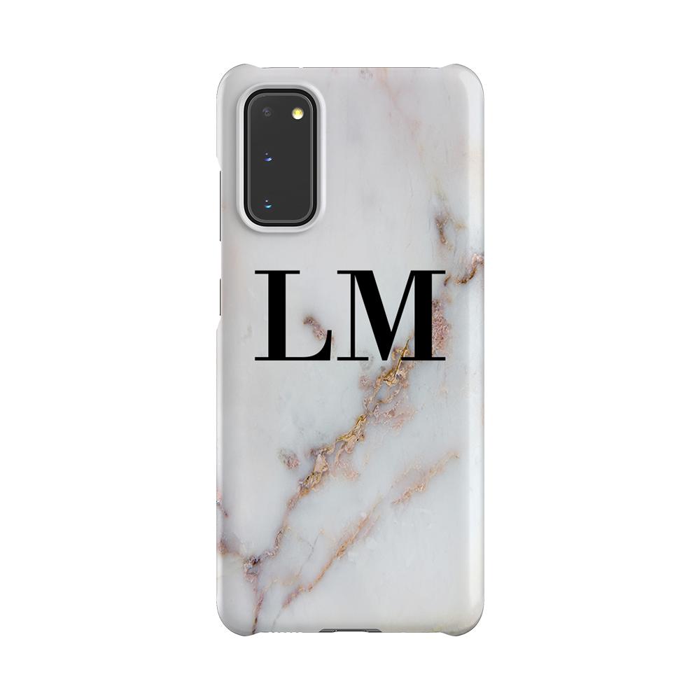 Personalised Gold Stained Marble Initials Samsung Galaxy S20 Case