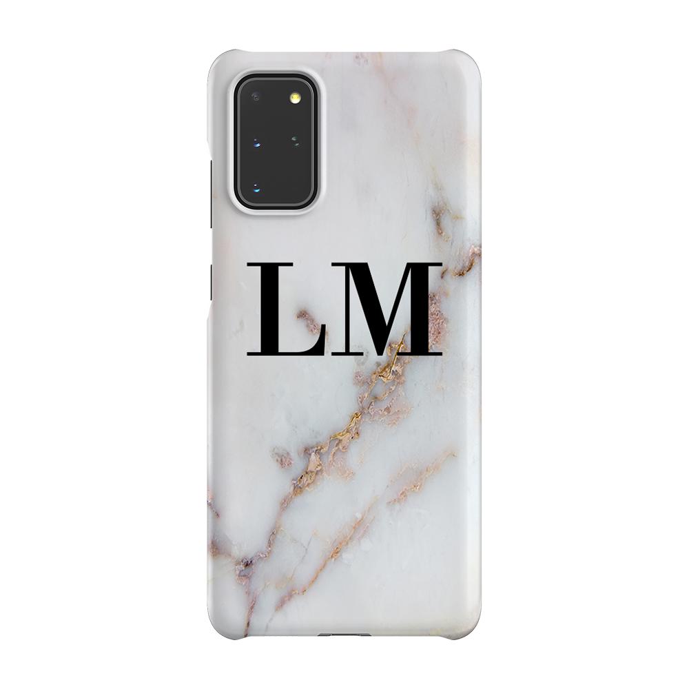 Personalised Gold Stained Marble Initials Samsung Galaxy S20 Plus Case