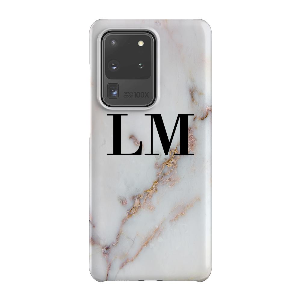 Personalised Gold Stained Marble Initials Samsung Galaxy S20 Ultra Case