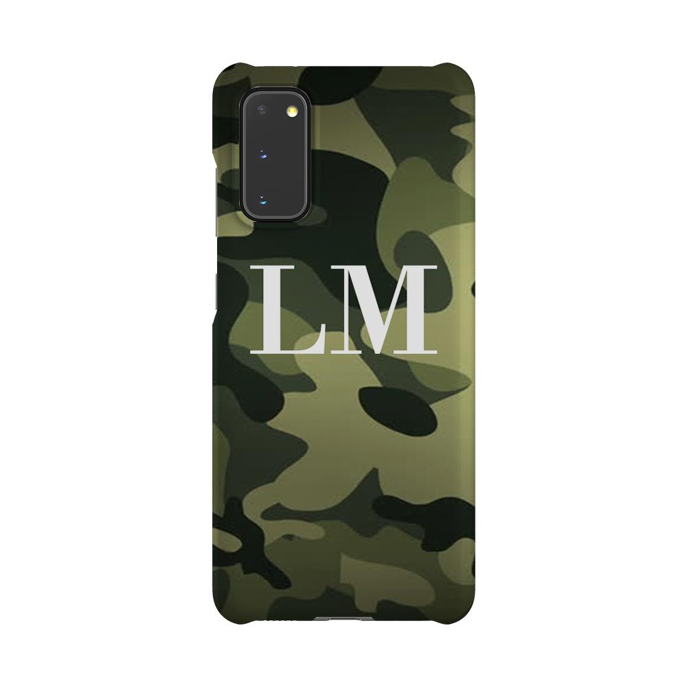 Personalised Green Camouflage Initials Samsung Galaxy S20 Case