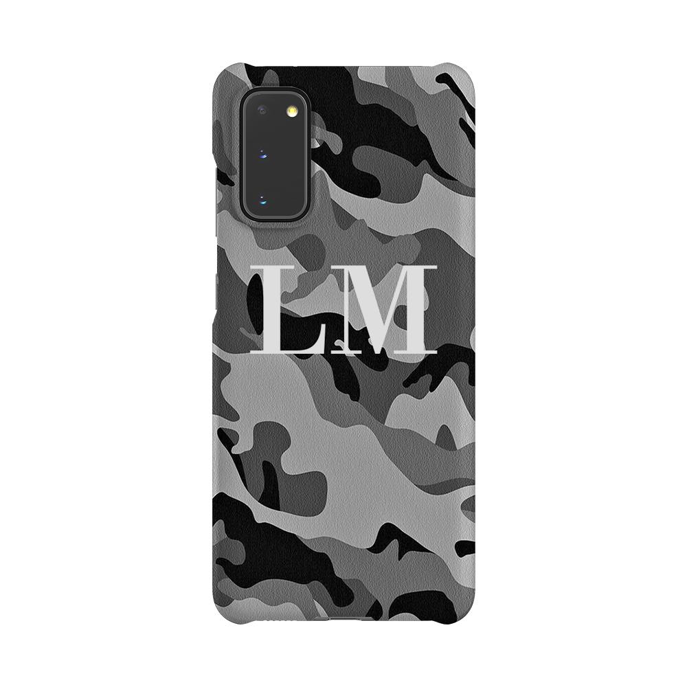 Personalised Grey Camouflage Initials Samsung Galaxy S20 FE Case