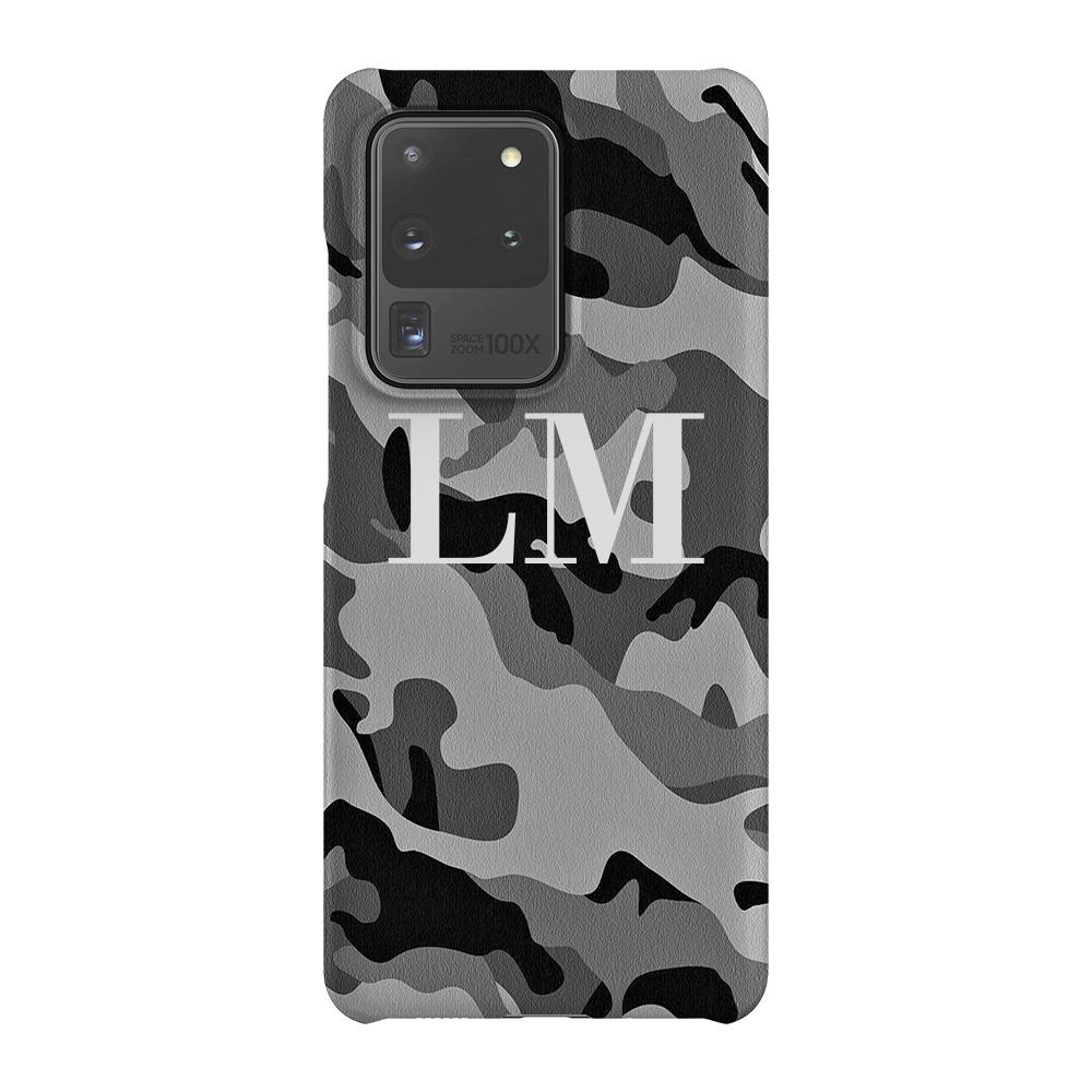 Personalised Grey Camouflage Initials Samsung Galaxy S20 Ultra Case